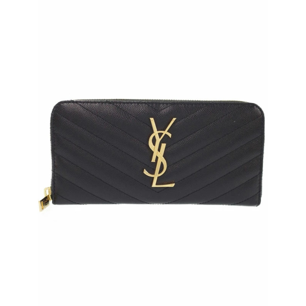 SAINT LAURENT Paris Monogram Full Zip Wallet Round Long